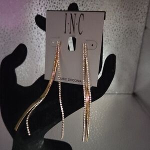 INC International Concepts Rose Gold Linear CZ Threader Earrings